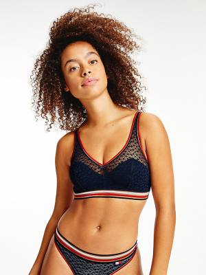 Tommy Hilfiger Mesh Padded Triangle Bralette Ondergoed Dames Blauw | TH986MAD