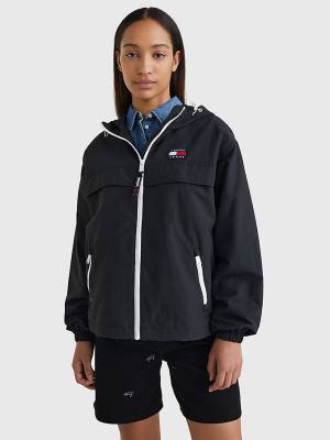 Tommy Hilfiger Met Capuchon Chicago Windbreaker Jassen Dames Zwart | TH523ZYL