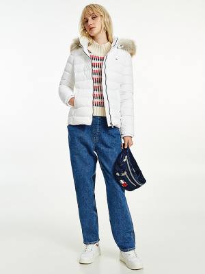 Tommy Hilfiger Met Capuchon Down Jassen Dames Wit | TH721KZP