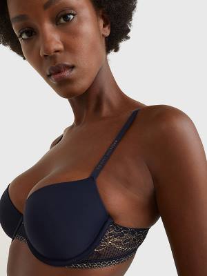 Tommy Hilfiger Metallic Kanten Balconette Bra Ondergoed Dames Blauw | TH269HIP