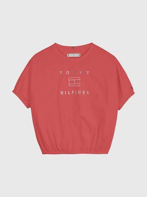 Tommy Hilfiger Metallic Logo Elasticated Taille T-shirts Meisjes Oranje | TH163BVG