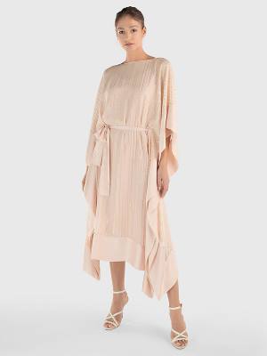 Tommy Hilfiger Metallic Stripe Kaftan Jurken Dames Roze | TH259AIM