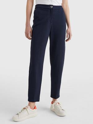 Tommy Hilfiger Michelle Textured Tapered Broek Dames Blauw | TH465XIW