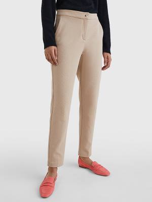 Tommy Hilfiger Michelle Textured Tapered Broek Dames Beige | TH472RZJ