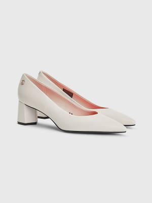 Tommy Hilfiger Mid Leren Pumps Hakken Dames Beige | TH109SUJ