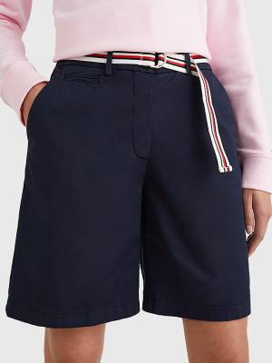 Tommy Hilfiger Mid Rise Chino Korte Broek Dames Blauw | TH328XOB