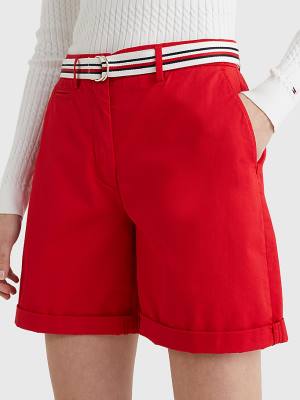 Tommy Hilfiger Mid Rise Chino Korte Broek Dames Rood | TH857GKS