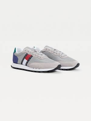 Tommy Hilfiger Mixed Panel Sneakers Heren Grijs | TH187WKH