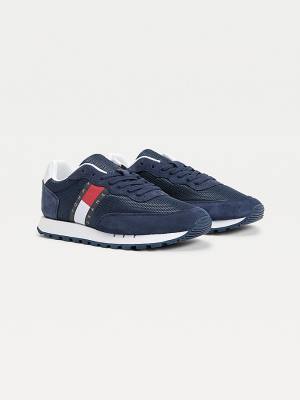 Tommy Hilfiger Mixed Panel Sneakers Heren Blauw | TH539WIB