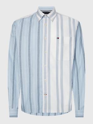 Tommy Hilfiger Mixed Stripe Oxford Overhemd Heren Blauw | TH560VTR