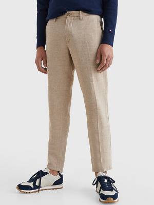 Tommy Hilfiger Modern Herringbone Tapered Fit Chino Broek Heren Beige | TH875PRD