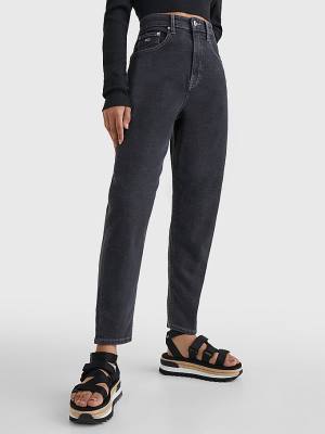 Tommy Hilfiger Mom Ultra High Rise Tapered Black Jeans Dames Denim | TH831JUN