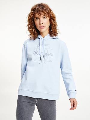 Tommy Hilfiger Monogram Embroidery Regular Fit Hoodie Dames Blauw | TH263EFY