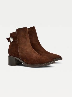 Tommy Hilfiger Monogram Gesp Mid Heel Ankle Laarzen Dames Bruin | TH714XTG