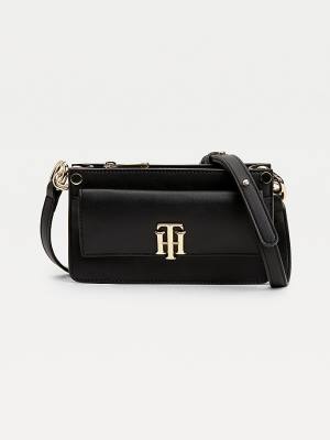 Tommy Hilfiger Monogram Lock Small Crossover Tassen Dames Zwart | TH497WUE