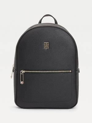 Tommy Hilfiger Monogram Plaque Backpack Tassen Dames Zwart | TH236IZO