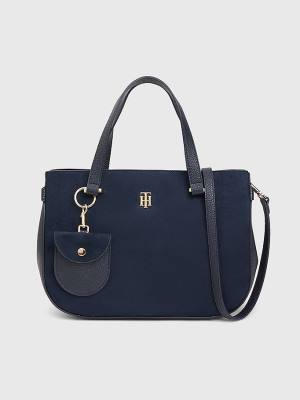 Tommy Hilfiger Monogram Plaque Satchel Tassen Dames Blauw | TH978KFZ