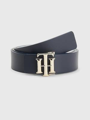 Tommy Hilfiger Monogram Reversible Leren Riemen Dames Blauw | TH103DEX