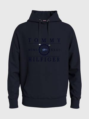 Tommy Hilfiger Motion Flag Logo Hoodie Heren Blauw | TH415QXW