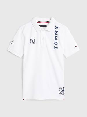 Tommy Hilfiger Multi Logo Organic Katoenen Polo T-shirts Jongens Wit | TH124YUH