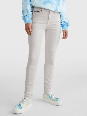 Tommy Hilfiger Nora Mid Rise Skinny White Jeans Dames Denim | TH473GMN