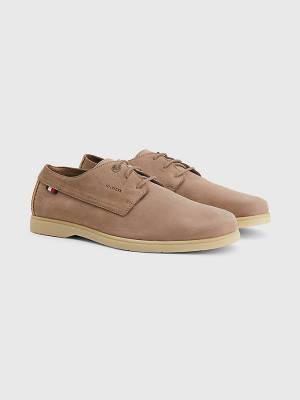 Tommy Hilfiger Nubuck Kanten-Up Vrijetijdsschoenen Heren Khaki | TH943CUP