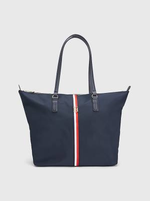 Tommy Hilfiger Nylon Signature Tote Tassen Dames Blauw | TH517YEL