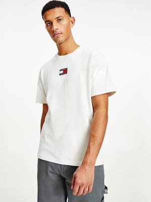 Tommy Hilfiger Organic Katoenen Badge T-shirts Heren Wit | TH135ZDN