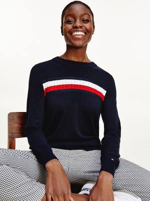 Tommy Hilfiger Organic Katoenen Crew Neck Jumper Truien Dames Blauw | TH276LRT