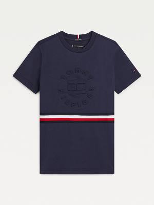 Tommy Hilfiger Organic Katoenen Embossed Logo T-shirts Jongens Blauw | TH521YSL