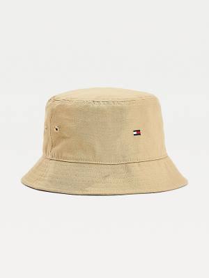 Tommy Hilfiger Organic Katoenen Flag Embroidery Bucket Hoeden Heren Beige | TH483NHG