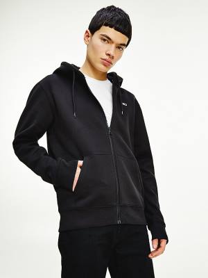 Tommy Hilfiger Organic Katoenen Fleece Zip-Thru Hoodie Heren Zwart | TH753RXV