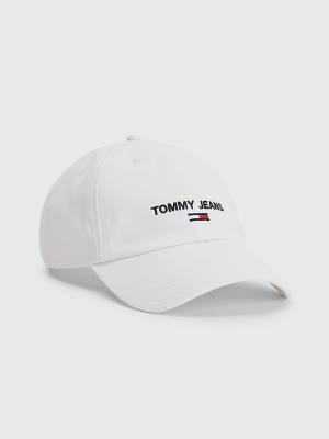 Tommy Hilfiger Organic Katoenen Logo Embroidery Cap Hoeden Dames Wit | TH362ZPB