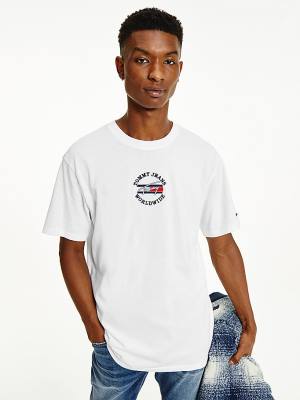 Tommy Hilfiger Organic Katoenen Logo T-shirts Heren Wit | TH759CHZ