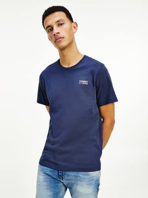 Tommy Hilfiger Organic Katoenen Logo T-shirts Heren Blauw | TH973LRC