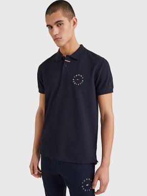 Tommy Hilfiger Organic Katoenen Pique Regular Fit Poloshirt Heren Blauw | TH351NML