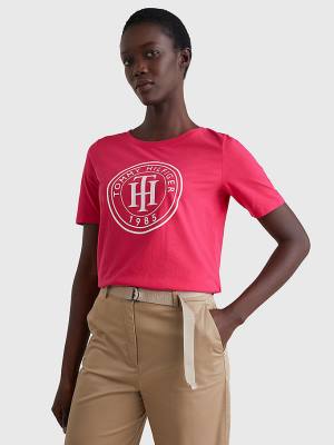 Tommy Hilfiger Organic Katoenen Print T-shirts Dames Roze | TH217UFS