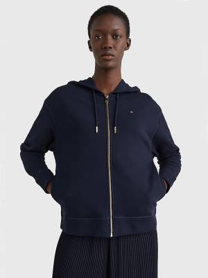 Tommy Hilfiger Organic Katoenen Relaxed Fit Zip-Thru Hoodie Dames Blauw | TH093SWU