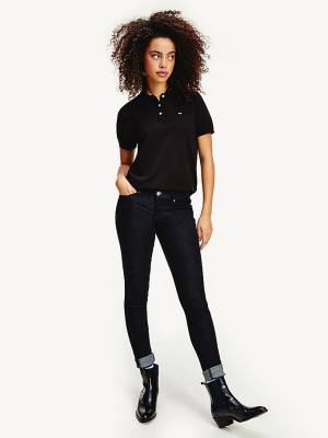 Tommy Hilfiger Organic Katoenen Slim Fit Poloshirt Dames Zwart | TH634IRS