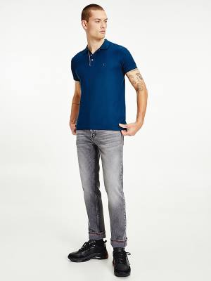 Tommy Hilfiger Organic Katoenen Slim Fit Poloshirt Heren Blauw | TH643AMS