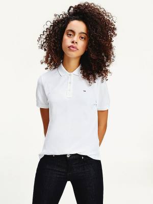 Tommy Hilfiger Organic Katoenen Slim Fit Poloshirt Dames Wit | TH879RES