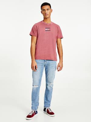 Tommy Hilfiger Organic Katoenen T-shirts Heren Rood | TH538LYX