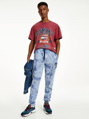 Tommy Hilfiger Organic Katoenen Tie-Dye Slim Fit Joggers Broek Heren Blauw | TH620QCF