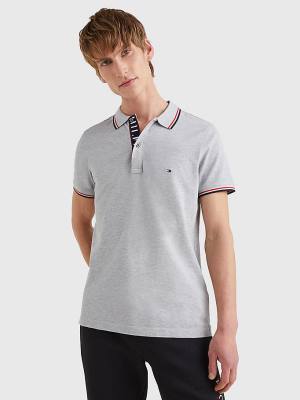 Tommy Hilfiger Organic Katoenen Tipped Slim Fit Poloshirt Heren Grijs | TH230BUZ