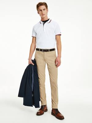 Tommy Hilfiger Organic Katoenen Tipped Slim Fit Poloshirt Heren Wit | TH326HOS