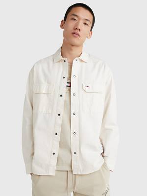 Tommy Hilfiger Organic Katoenen Twill Overshirt Overhemd Heren Wit | TH195PEO