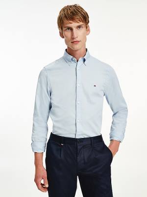 Tommy Hilfiger Organic Katoenen Twill Slim Fit Overhemd Heren Blauw | TH908BMW