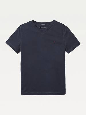 Tommy Hilfiger Organic Katoenen V-Neck T-shirts Meisjes Blauw | TH234VTN