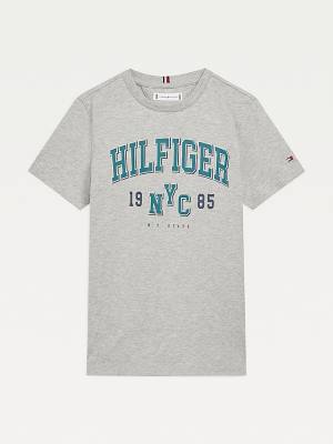 Tommy Hilfiger Organic Katoenen Varsity Print T-shirts Jongens Grijs | TH417YBL