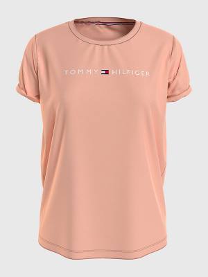 Tommy Hilfiger Original Logo Turn-Back Cuff T-shirts Dames Roze | TH450JNA